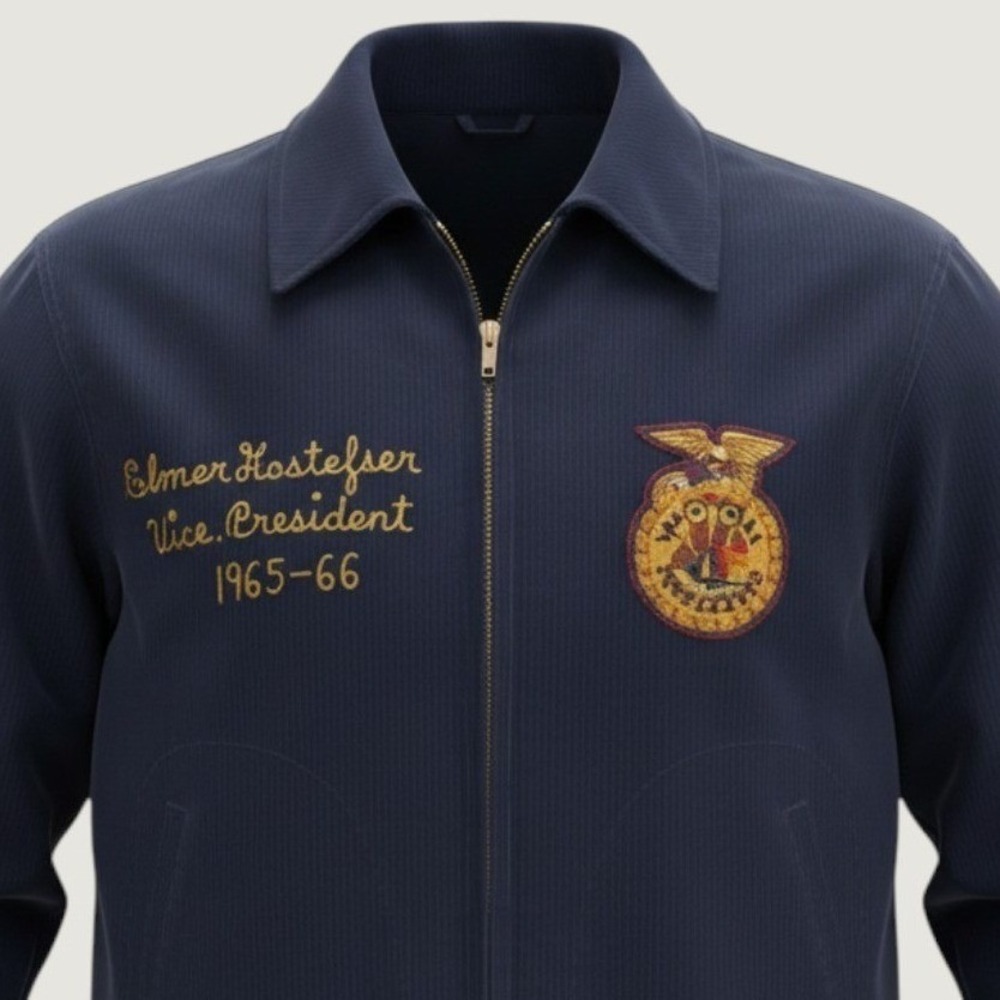 Vintage Future Farmers Jacket Mens 40 Blue FFA Corduroy Iowa 60s